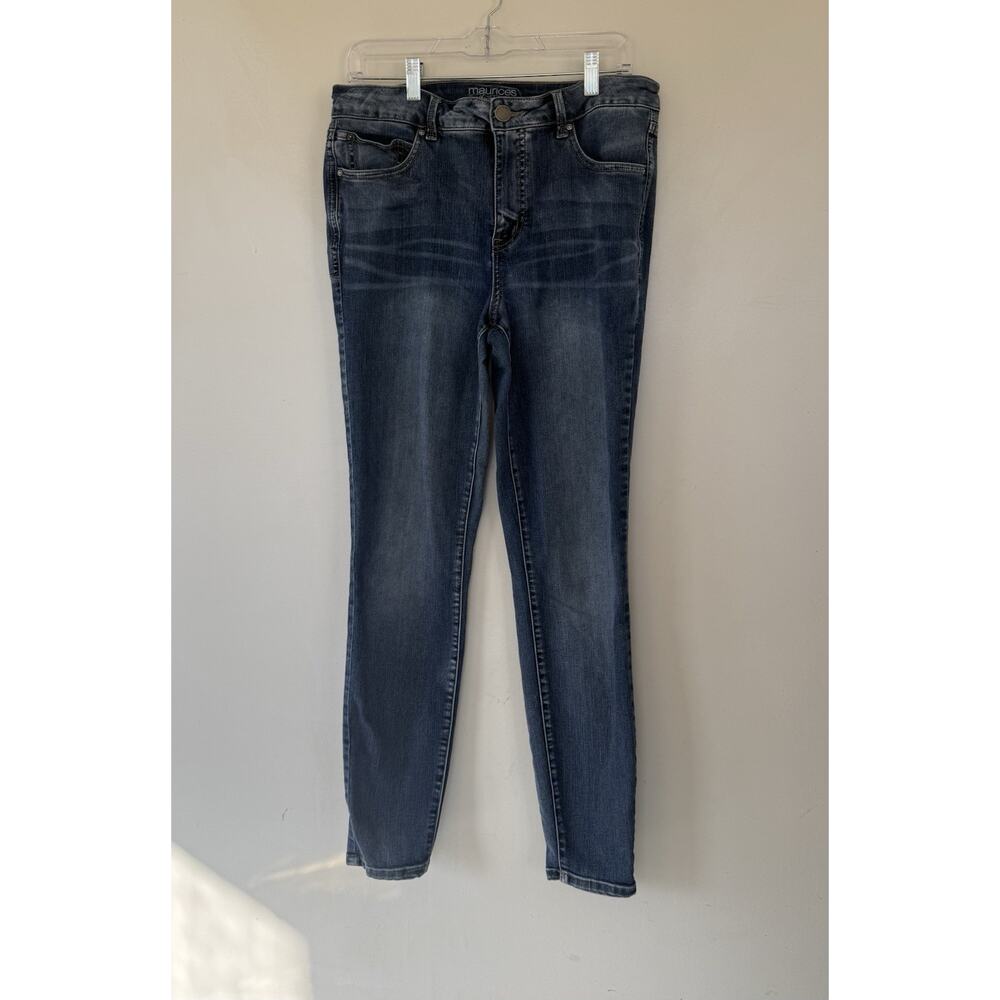 Maurices High-Rise Skinny Stretch Jeans Dark Blue Denim Button Zip Women's Tall
